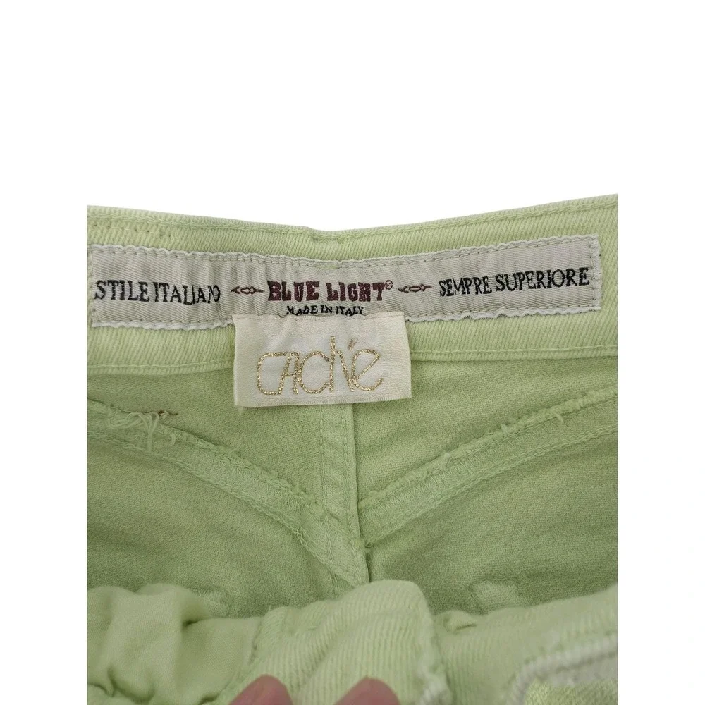 Y2K  Blue Light Cache Jeans Womens 25X30 Lime Green High Rise Made in Italy